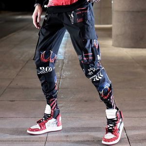 Lastbyxor Camouflage Men Patchwork Hip Hop Loose Joggers Pocket Streetwear Ankel Längd Byxor Techwear x0723