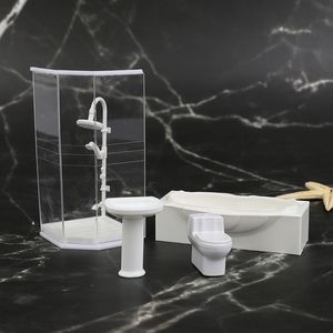 1:25 Dollhouse Miniatyr Badrum Set Duschrum Toalett Badkar Sink Modellleksak