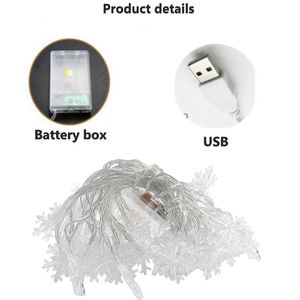 2021 Ny LED Snowflake String Lights Snow Fairy Garland Dekoration för julgran Nyårsrum Alla hjärtans dag Batteri USB Operated