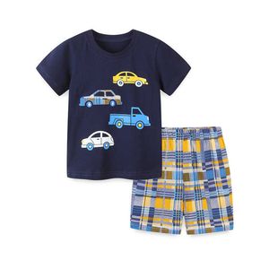 Jumping Meters Summer Children Clothing Sets Suits Boys t shirt + Pants Outfits Clothes Fashion Baby Boutique 210529