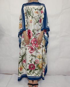Ethnische Kleidung Einzigartige floral bedruckte Seidenkaftan Böhmische Maxikleider Lose Saudi-Arabien Mode Damen Muslim Ayaba Robe Afrikanisch