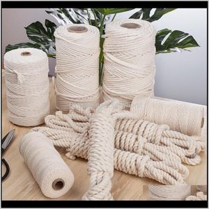 Naturlig beige sladd bomull Twisted Rame Rope 4mm x 100m Garn för vägghängande växthandtag Tillbehör1 cevzu 7nafi