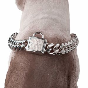 Cães Brand New 14mm Treinamento Chok Cloke Collars para Cães Grandes Pitbull Bulldog Forte Prata Ouro De Ouro De Aço Inoxidável Colar De Cão