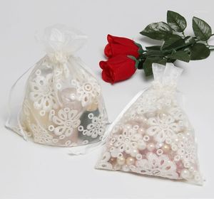 Подарочная упаковка 20 шт. Белая красивая вышитая ткань Свадебная упаковка сумка для ванильной шнурки