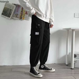 Punk streetwear preto calças de carga mulheres harajuku hippie cinza cinza cinza cintura alta calças para fêmea hip hop gothic q0801