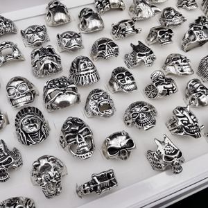 100pc Skull Rings For Men Hip Hop Ring Man Hiphop Jewelry Bulk 2021 Trend Male Gifts Wholesale