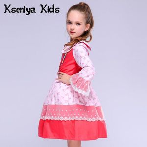 Girl's Dresses Kseniya Kids 2021 Cotton Spring Pink Red Cute Baby Girl Clothes Christmas Thanksgiving Flower Girls Lace Dress Boutique Cloth
