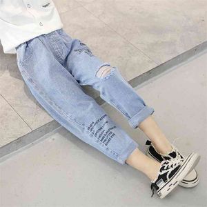 Teen Girls Jeans Fashion Holes Harem Pants per adolescenti 8 10 12 anni New Spring Fall Children Outfit 210317