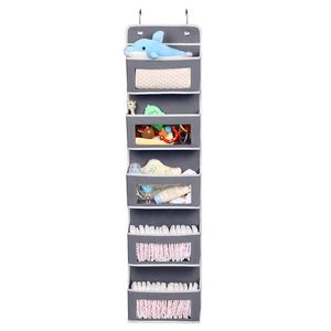 Förvaringslådor Bins Dörrhängande arrangör Pocket Closet Cabinet Sundries Rack med 5 stora fickor för kosmetika Bebisleksaker och