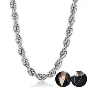 Chains Twisted Rope Gold Silver Color Necklace For Men Women mm Stainless Steel Link Chain inch LKNM178A1