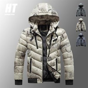 Män Vinterjacka Mode Utskrift Varm Fleece Tjock Parkas Coat Male Outwear Hip Hop Streetwear Parka Jackor Män 3xl 211204