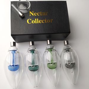Ovale Nector Collector Waterpijp Kleuren Mini Glas Bong Micro Mondstuk Stro NC Kits Waterleidingen met Box NC23