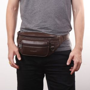Men Waist Casual Genuine Leather Fanny Quality Cowhide Packs Sling Messenger Bags