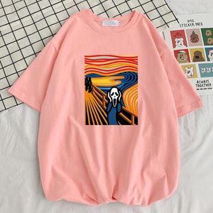 Męskie Koszulki Linia Malarstwo Scream Print Mens T-shirt Prostota Vintage T Shirt Cool Fit Graphic Crew Neck Men Tee