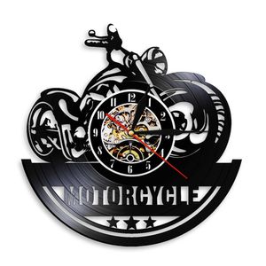 American Motorcycle Wall Orologio da parete Vinyl Record Muto Home Decor DEar Vintage CD Aghi al quarzo Ultra tranquillo Reloj Pared Moto Garage X0705