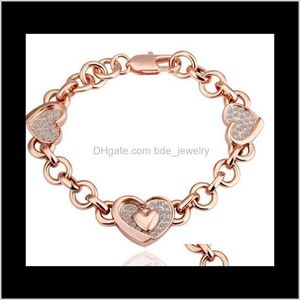 Link Chain JewelryThe äkta kristallarmband 18KGP Rose Gold Jewelry DFF0750 Drop Leverans 2021 8PU0A