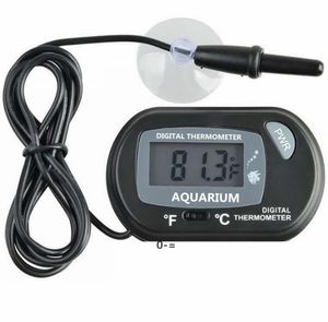 Mini Digital Fish Aquarium termometerbehållare med kabelansluten sensor Batteri ingår i OPP Bag Svart gul färg för alternativ JJF10731