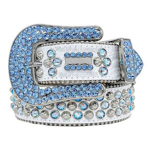 2021 مصمم حزام BB سيمون أحزمة للرجال المرأة لامعة حزام الماس على أسود أزرق أبيض متعدد الألوان