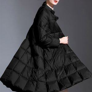 女性の冬のロングダウンジャケットプラスサイズのパウガレディーススタンドアップカラースカーフファッション高品質の冷たい保護コート211008