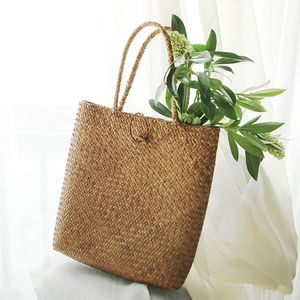 HBP Non-Brand Bag Straw pure color forest mat hand woven women's rattan bamboo shoulder sport.0018