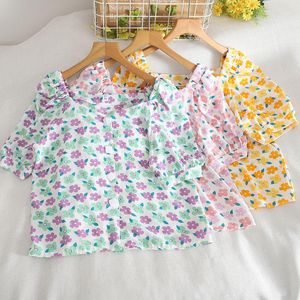 Women's T-Shirt Chiffon Floral Shirt Female Fat Mm Large Size Ladies V-neck Single-breasted Temperament Melting Reduction Of Age Jacket