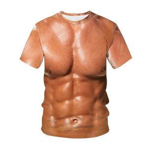 Muskel tatuering män kvinnor 3d print t-tröjor naken hud bröst mode casual rolig t-shirt barn pojkar toppar harayuku kläder män