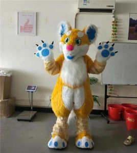 Fun Yellow Husky Plush Mascot Costume Halloween Christmas Fancy Party Cartoon Character Outfit Suit Adult Women Men Dress Carnival Unisex