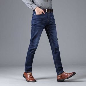 2021 Marka Mężczyźni Jeans Fashion Business Classic Style Dżinsy Spodnie Wiosna Jesień Wysokiej Jakości Business Casual Denim Spodnie 009 x0621