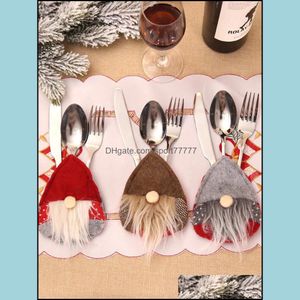 クリスマスの飾りお祝いパーティー用品ホームガーデンスウェーデンサンタgnome食器バッグフォークナイフカトラリーホルダーシアーウェアテーブルディナー