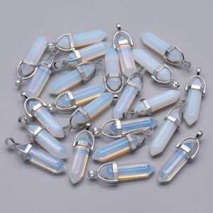 Naturstein-Kristall-Säulen-Charms, Opal-Rosenquarz-Chakra-Anhänger für die Schmuckherstellung, DIY-Halskette, Ohrringe