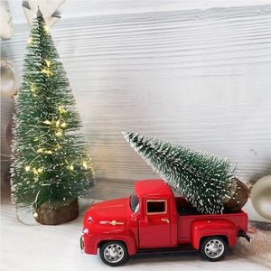 Christmas Decorations Red Metal Truck Kids Vintage With Movable Wheel Table Decor Decoration Year Gift