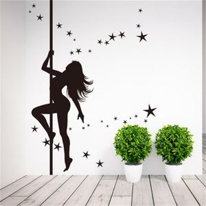 Полюс танцующий девушка стены стикер стены бумаги домашний декор винил съемные росписи бесплатно 210420