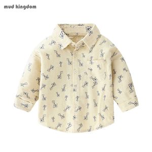 Mudkingdom Boys Shirts Long Sleeve Fashion Lapel Printing Pattern Children Clothing Button Tops Kids Clothes 210615