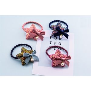 Boutique 20 Stück modische niedliche Glitzer-Stern-Haarbänder für Mädchen, elastisch, Kawaii, fester Bogen, Sta-Seil, Gummiband, Kopfschmuck, Zubehör