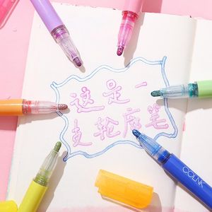 Highlighters 1 Pcs Double Line Pen Contour 8 Color Shining Hand Account With Colorful Student Graffiti Painting Diy Hand-painted Marker