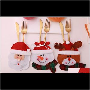 Dekoracje Tableware Boże Narodzenie Cartoon Cutlery Zestaw Santa Claus Nóż Wózek widłowy Uchwyt Party Supplies Dekoracja Desktop A07 KHV8 OGEKX