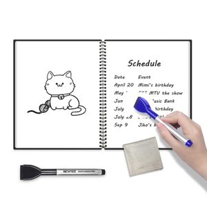 NEWYES Whiteboard Book A6 A4 Smart Notebook Dry Reusable Memo Pad Mini Portable Office Message Board Kids Gift Notepad con penna