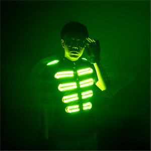 파티 장식 Re33 Ballroom Dance LED Light Costumes DJ Stage Wear Luminour 티셔츠 여름 공연 짧은 슬리브 빛나는 남자 옷