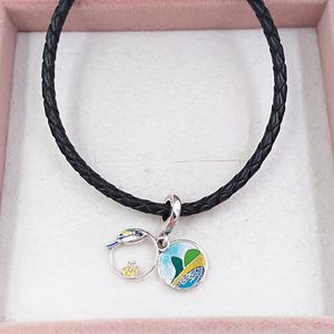 Gümüş Mücevher Yapımı Kiti Pandora Brezilya Plajı Parrot Dangle Dang Cazibesi Kadınlar İçin Okul Bileziklerinin İlk Günü Zincir Boncuk Bead Friend Hediye 2 Kolye Bangle 798919C01