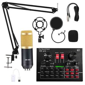 BM800 Microphone Sound Card PC PC Live Streaming DJ Condenser Stand USB BT 5.0 Karaoke Studio Professional V8 V9