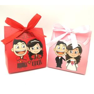 Prezent Wrap 50 sztuk Cartoon Oblubieniec Ślub Tapeta Candy Czekoladowe Box Rocznica Walentynki Dekoracja Favor