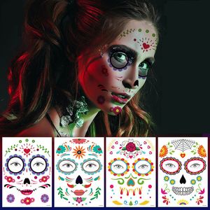 Forniture per feste di Halloween con sudore impermeabile Masquerade Trucco divertente Adesivo temporaneo Adesivi per tatuaggi facciali
