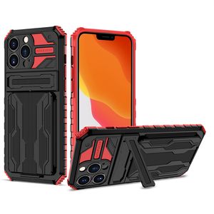 Kartentaschen Kickstand Telefon Hüllen Hart Schwere Abdeckung Großhandel für iPhone 13 Promax 13PRO iPhone12 11Promax 6 7 8 XR xsmax Can Can Can Car verwenden Anti-stoßfest