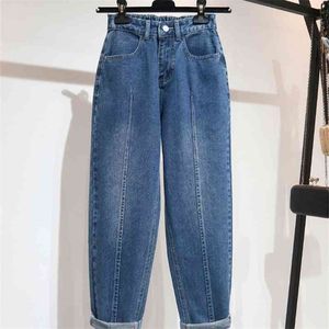 Boyfriend-Jeans für Frauen Hohe Taille Lose Plus Größe Streetwear Weibliche Denim Harem Hosen 5XL 210623