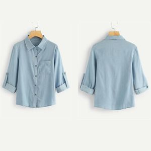 Women Denim Shirt 2021 Arrival Blouses Long Sleeve Loose Tops Fit Casual Ladies Shirts Plus Size Blouse Women's &