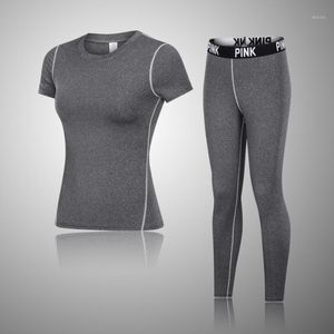 ジムヨガ服女性セットフィットネストレーニングセットランニングシャツ衣装アスレチックレギンススポーツウェアスーツ服