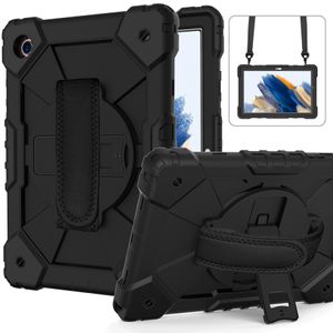 Casos de corpo inteiro cobrem com 360 strap de mão rotativa alça de ombro pesado caso de choque à prova de choque para Samsung A8 Tablet SM-X200 / SM-X205 / SM-X207