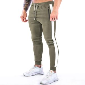 Calças masculinas leggings stripe calças musentes cintas cintas calça primavera outono calças casuais Slim Fit Sport Basculador Long