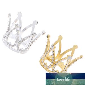 Mini corona Princess Topper Crystal Pearl Tiara Bambini per bambini Ornamenti per capelli per la festa di compleanno di nozze Strumenti di decorazione della torta