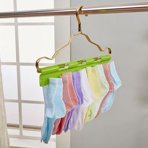 Hängare Multi Purpose Clip Hanger Sock Underwear Handduk Torkning av plast Lätt att använda Green Thin889 Racks